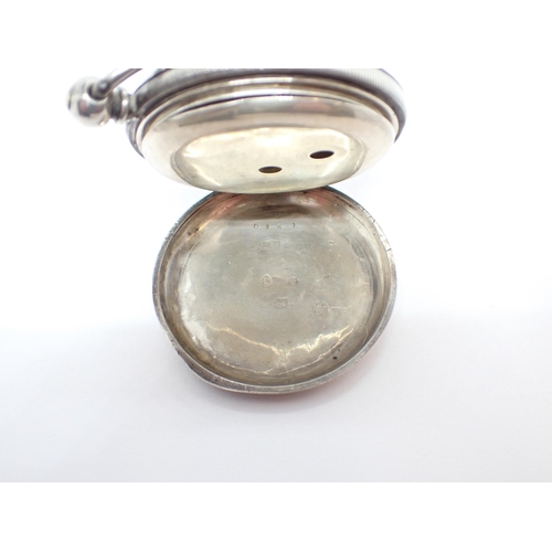 252 - A silver cased half-hunter Pocket Watch the white enamel dial with roman numerals and subsidiary dia... 