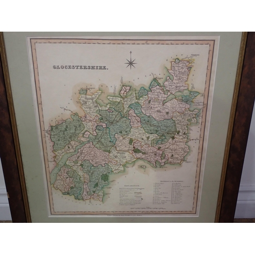 300 - A framed Map of Gloucestershire  published by Henry Teesdale & Co