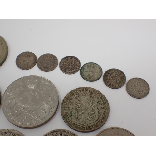 406 - Two Geo V 1935 Crowns and a small quantity of minor coins