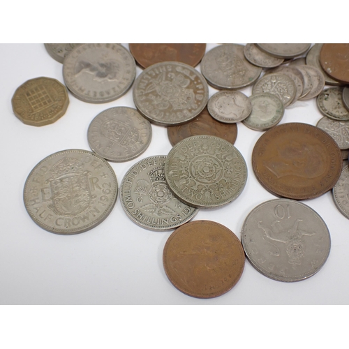 408 - A small tub of Coins to include a quantity of QV-Geo VI three pound and a 10/- note