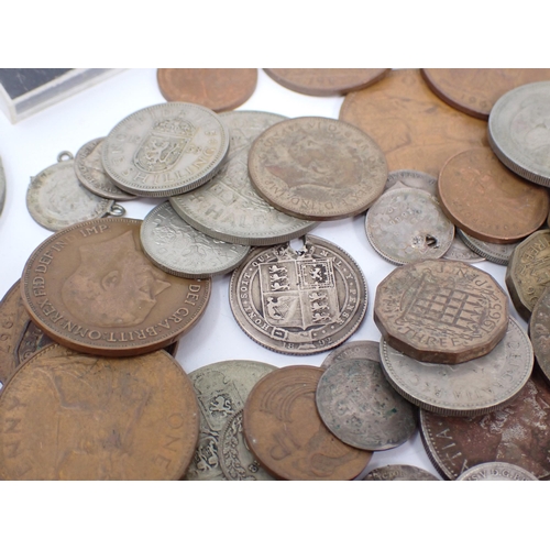 408 - A small tub of Coins to include a quantity of QV-Geo VI three pound and a 10/- note