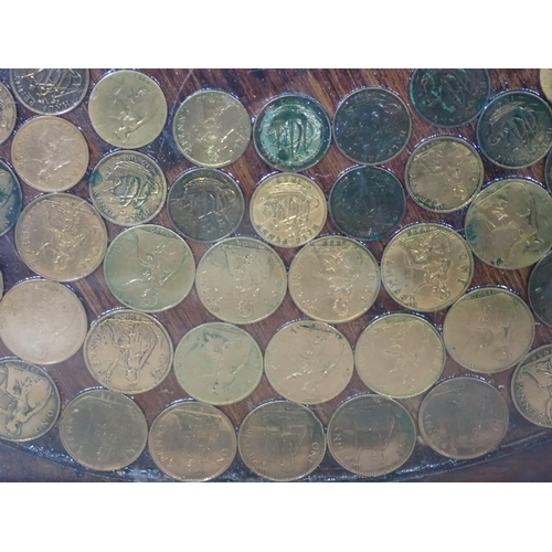 414 - A framed collection of pre-decimal Coins