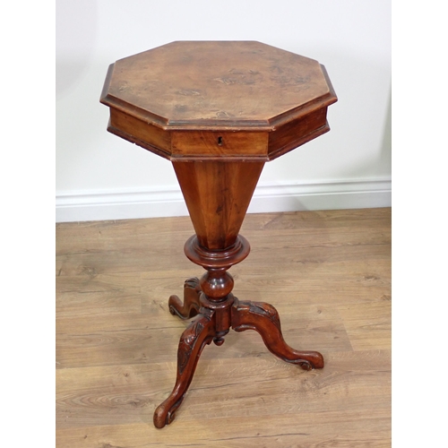 432 - A Victorian walnut veneered octagonal Worktable, a mahogany reeded Standard Lamp, a Coffee Table and... 