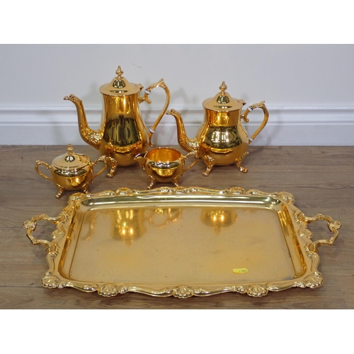 44 - A 24ct gold plated Tea Service on Tray