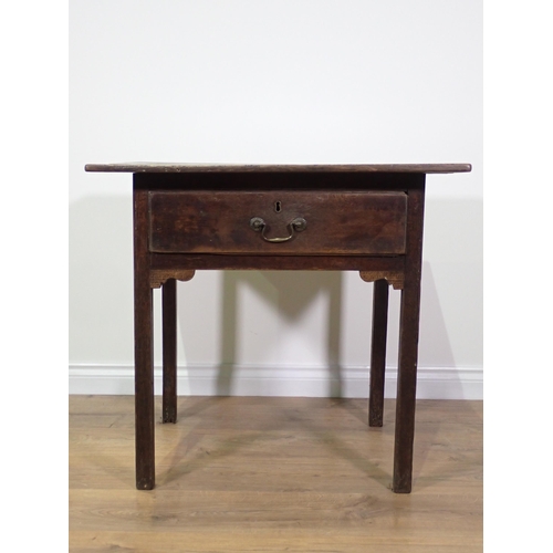 444 - An 18th Century oak Side Table fitted single frieze drawer 2ft 6in W x 2ft 4in H