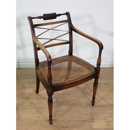 450 - A 19th Century mahogany Corner Chair with brightly coloured embroidery drop in seat, a mahogany X-ba... 