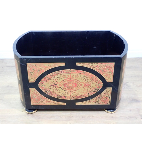 452 - A 19th Century simulated boulle ebonised Log Bin on gilt metal mounted feet 2ft 9in W x 1ft 7in H