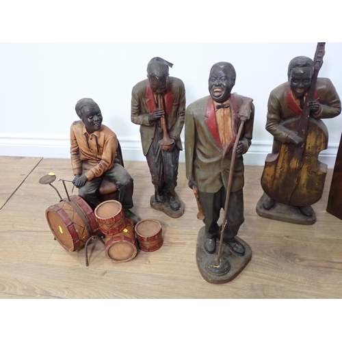 454 - A painted plaster six piece Jazz Band (some A/F)