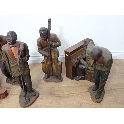 454 - A painted plaster six piece Jazz Band (some A/F)