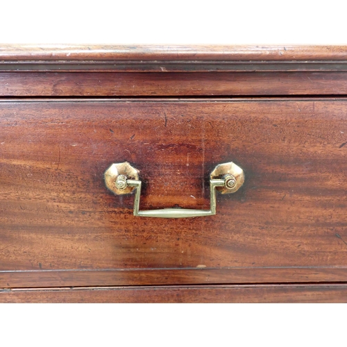 456 - A Georgian mahogany Chest of four long drawers on ogee bracket feet 3ft 5in H x 3ft 4in W