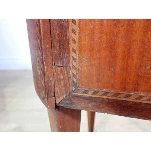 47 - A mahogany and inlaid Jardinière, a blue upholstered button back Armchair and a Victorian mahogany f... 