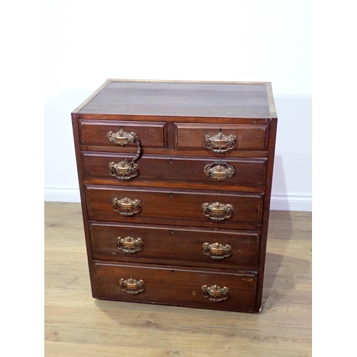 470 - A mahogany Chest of two short and four long drawers, a carved oak dropleaf Table, an oak Elbow Chair... 