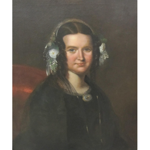 523 - ENGLISH SCHOOL, circa 1850. Portrait of a Gentleman; and Portrait of a Lady, half-length, oil on can... 