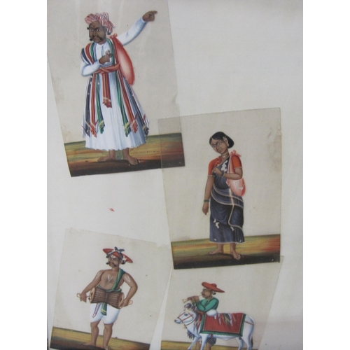 524 - INDIAN SCHOOL. Portraits of figures and craftsmen, on micah, laid down on mounts; two (2)