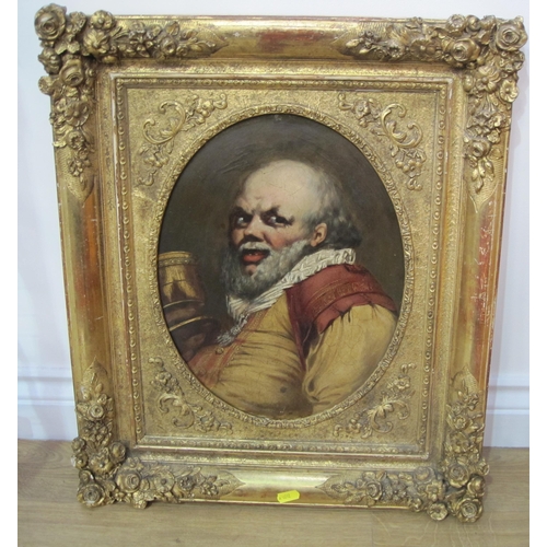 538 - ENGLISH SCHOOL, 19th CENTURY. Falstaff, oil on board, framed as an oval, 13 1/3 x 10 1/2in