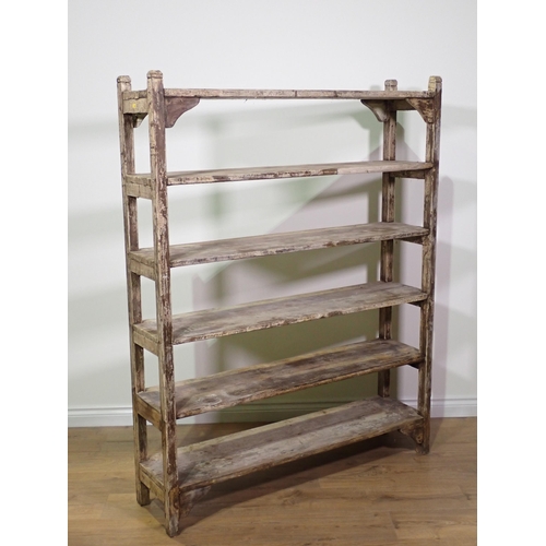 575 - A set of rustic painted Shelves 5ft 3in H x 4ft 1in W