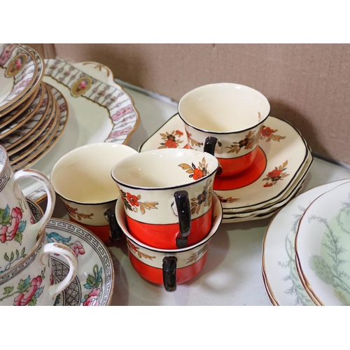 608 - A quantity of various Teaware including a Royal Crown derby Trio, Paragon Teaware, etc.