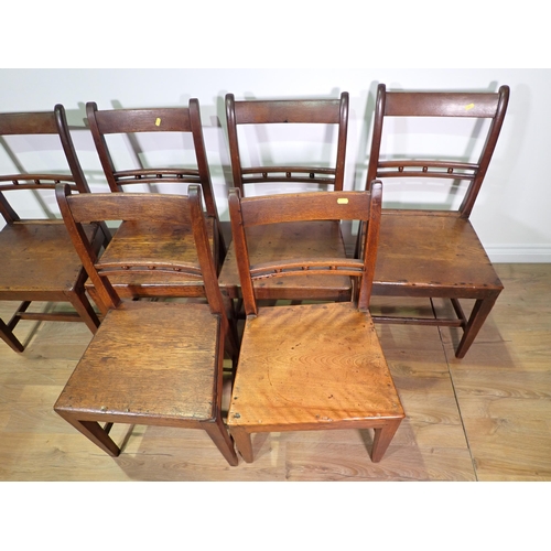 64 - A set of six 19th Century oak Country Dining Chairs on square cut supports