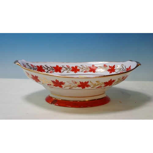 664 - A part dessert Service, decorated floral sprays in red and gilt, some A/F