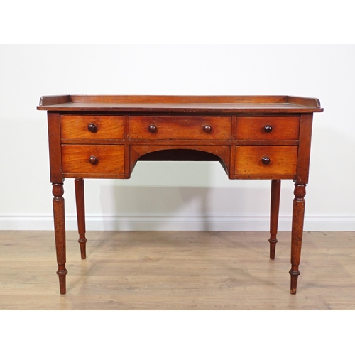 691 - A 19th Century mahogany Side Table fitted five drawers mounted on turned supports 3ft 6in W x 2ft 6i... 