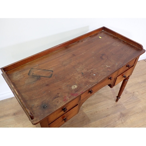 691 - A 19th Century mahogany Side Table fitted five drawers mounted on turned supports 3ft 6in W x 2ft 6i... 