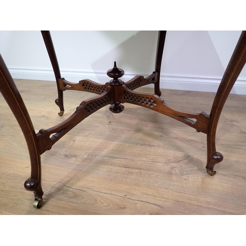 71 - An Edwardian mahogany and inlaid Envelope Card Table with urn decoration fitted single drawer mounte... 