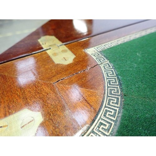 71 - An Edwardian mahogany and inlaid Envelope Card Table with urn decoration fitted single drawer mounte... 