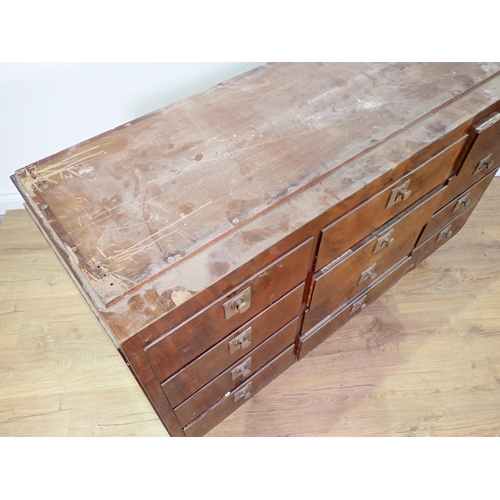 716 - A mahogany veneered bank of twelve drawers 4ft 2in W x 2ft 8in H