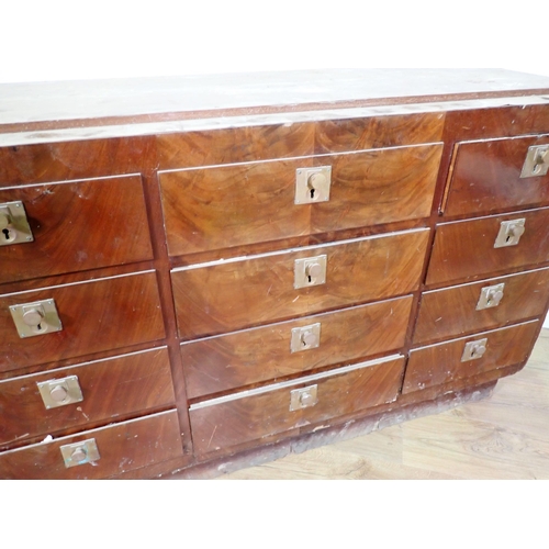 716 - A mahogany veneered bank of twelve drawers 4ft 2in W x 2ft 8in H