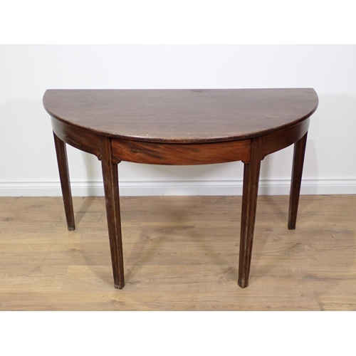 724 - A 19th Century mahogany demi-lune Side Table 4ft W x 2ft 5in H