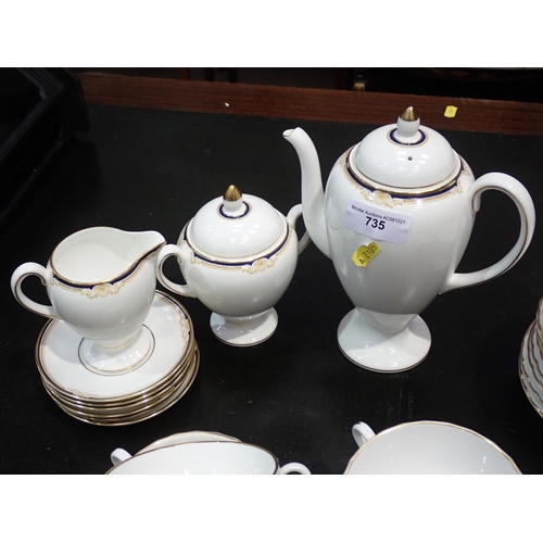 735 - A Wedgwood blue and gilt rimmed Coffee Service, Royal Worcester Bowls and Plates and for 'Evesham' l... 