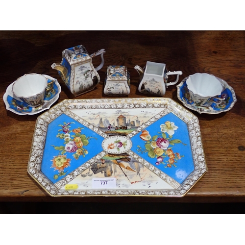 737 - A Continental Tea Set on tray