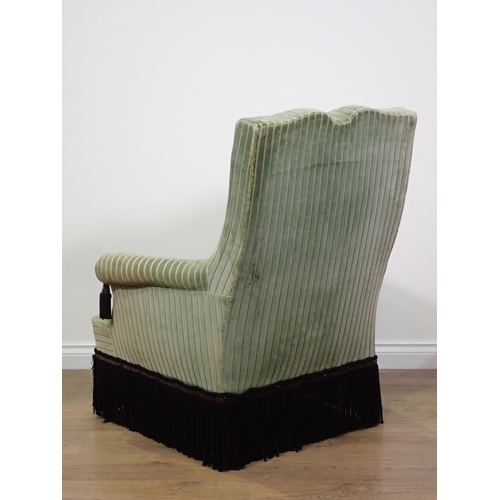 739 - A green upholstered button back Armchair