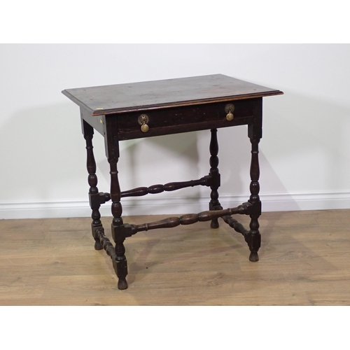 749 - An 18th Century and later elm Side Table fitted single frieze drawer mounted upon turned supports an... 