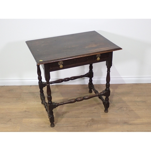 749 - An 18th Century and later elm Side Table fitted single frieze drawer mounted upon turned supports an... 