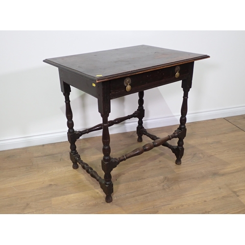 749 - An 18th Century and later elm Side Table fitted single frieze drawer mounted upon turned supports an... 