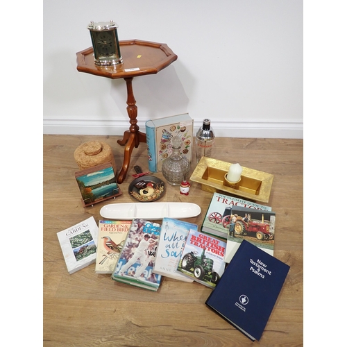 751 - A Wine Table and a box of Decanter, Books, etc.