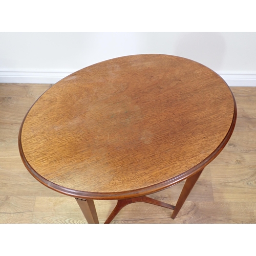 759 - An oval mahogany Occasional Table fitted frieze drawer with brass mounts on square cut tapering supp... 