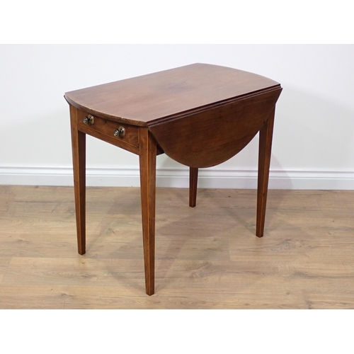 760 - A 19th Century mahogany Pembroke Table fitted single end drawer mounted upon square cut supports 2ft... 