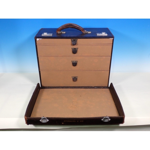 764 - A leather Doctor's Case by Bell & Croyden, London fitted four drawers 1ft 4in by 1ft