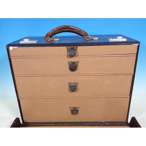 764 - A leather Doctor's Case by Bell & Croyden, London fitted four drawers 1ft 4in by 1ft