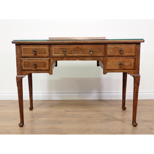 770 - A walnut veneered Dressing Table fitted five drawers 3ft 6in W x 2ft 5in H