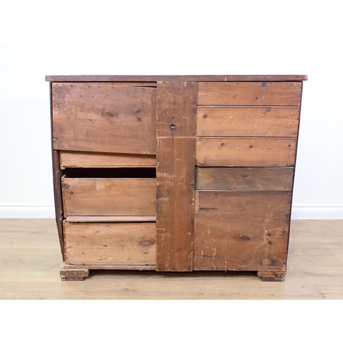 772 - A Victorian mahogany bow fronted Chest of two short and three long drawers A/F 3ft 6in W x 3ft H