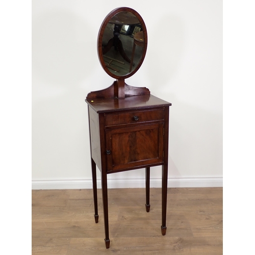 783 - An Edwardian mahogany Shaving Stand fitted single drawer and cupboard door 4ft 10in H x 1ft 6in W