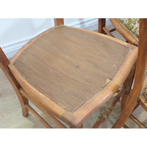 787 - Three Victorian satin walnut Bedroom Chairs and a pair of black lacquered and mother of pearl inlaid... 