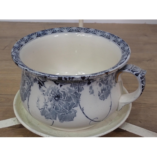 796 - A white painted Wash Stand with Royal Doulton blue and white Wash Jugs and Bowl