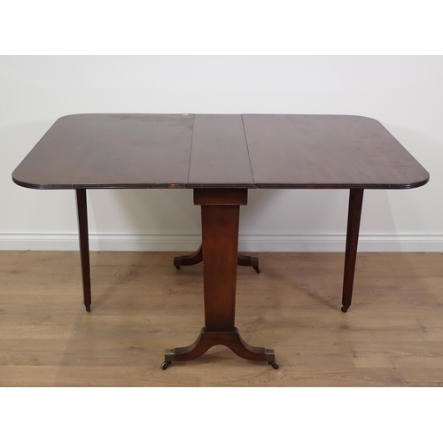 806 - A 19th Century mahogany Sutherland Table with brass toe caps and casters 3ft 3in W x 2ft 5in H