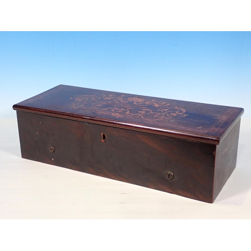 810 - A 19th Century rosewood and inlaid Music Box playing four airs (airs label present but not attached)... 