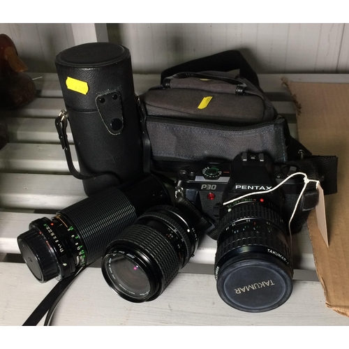 822 - Pentax P30 Camera, Takumar Lens and two other Lenses