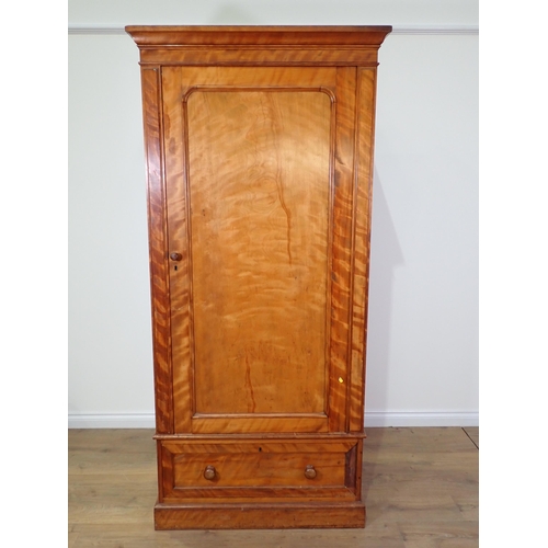 826 - A Victorian maple Wardrobe fitted single door above drawer to base 6ft 8in H x 3ft 2in W